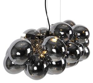 Designerska lampa wisząca czarna podłużna szkło przydymione 8-źródeł światła - Uvas Oswietlenie wewnetrzne