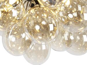 Designerski Plafon / Lampy sufitowe czarny szkło bursztynowe 6-źródeł światła - Uvas Oswietlenie wewnetrzne