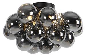 Designerski Plafon / Lampy sufitowe czarny szkło przydymione 4-źródła światła - Uvas Oswietlenie wewnetrzne