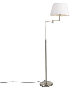 Lampa podłogowa stalowa z białym kloszem i regulowanym ramieniem - Ladas Deluxe Oswietlenie wewnetrzne
