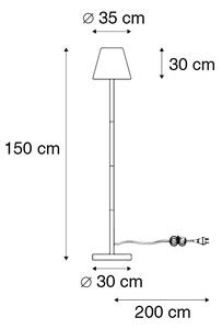 Zewnetrzna Nowoczesna zewnętrzna lampa stojąca czarna klosz biały 35cm IP65 - Virginia Oswietlenie zewnetrzne