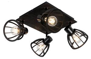 Przemysłowa lampa sufitowa czarna 4-punktowa - Fotu Oswietlenie wewnetrzne