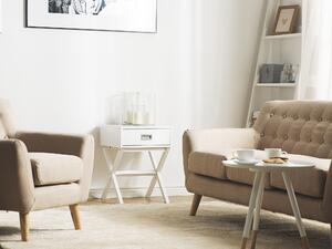 Stolik pomocniczy z szufladą styl skandynawski 55 x 40 cm biały Monroe Beliani