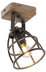 Industrialny Reflektorek / Spot / Spotow regulowany czarny drewno - Arthur Oswietlenie wewnetrzne