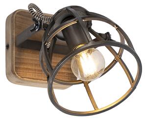 Industrialny Reflektorek / Spot / Spotow regulowany czarny drewno - Arthur Oswietlenie wewnetrzne