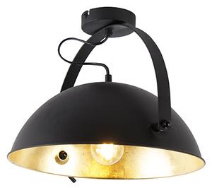 Industrialna lampa sufitowa czarna ze złotą regulacją - Magnax Oswietlenie wewnetrzne