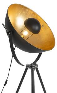 Lampa podłogowa czarna ze złotym regulowana trójnóg 51cm - Magnax Oswietlenie wewnetrzne