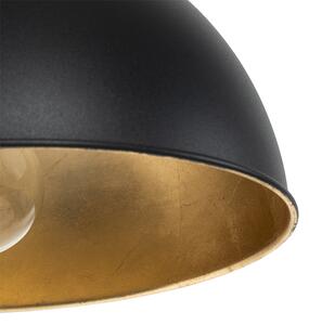 Przemysłowa lampa wisząca czarna ze złotymi 3 lampami - Magnax Oswietlenie wewnetrzne