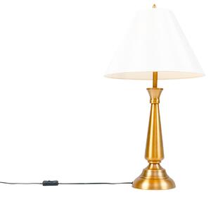 Klasyczna lampa stołowa brąz klosz kremowy - Taula Oswietlenie wewnetrzne