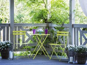 Metalowy zestaw mebli balkonowych limonkowy 2 krzesła stolik ogród taras Fiori Beliani