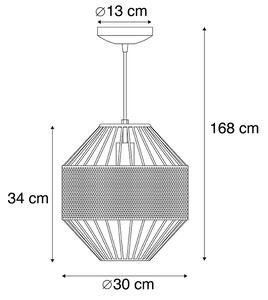 Designerska lampa wisząca miedź z czarnym 30cm - Mariska Oswietlenie wewnetrzne