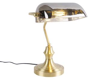Klasyczna lampa bankierka złota przydymione szkło - Banker Oswietlenie wewnetrzne