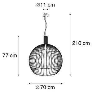 Designerska lampa wisząca czarna 70cm - Wire Dos Oswietlenie wewnetrzne