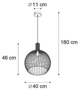 Designerska lampa wisząca czarna 40cm - Wire Dos Oswietlenie wewnetrzne