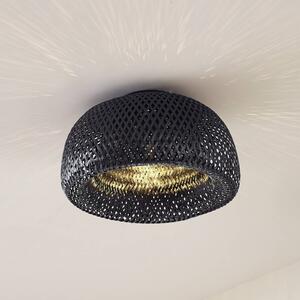 Lampa sufitowa Lindby Eskil, 1-punktowa, czarna, Ø46,5 cm, bambus