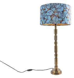 Lampa stołowa art deco brąz klosz welurowy motyle 35cm - Torre Oswietlenie wewnetrzne