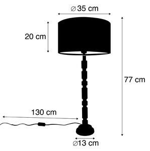 Lampa stołowa art deco brąz klosz welurowy motyle 35cm - Torre Oswietlenie wewnetrzne