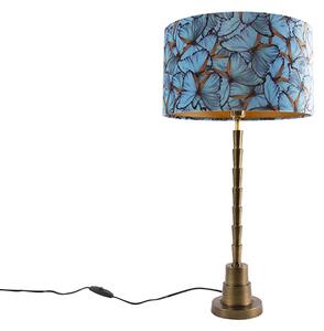 Lampa stołowa art deco brąz klosz welurowy motyle 35cm - Pisos Oswietlenie wewnetrzne