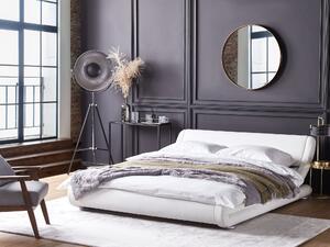 Łóżko wodne skórzane z akcesoriami tapicerowane 180 x 200 cm białe Avignon Beliani