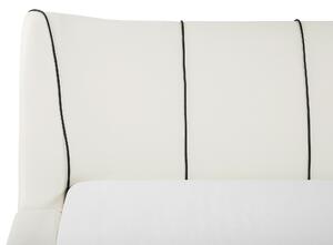 Nowoczesne łóżko skórzane 180 x 200 cm wysoki zagłówek białe Nantes Beliani