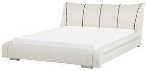 Nowoczesne łóżko skórzane 180 x 200 cm wysoki zagłówek białe Nantes Beliani