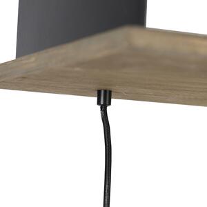 Wiejska lampa wisząca czarna z drewnem 5-punktowa - Flair Oswietlenie wewnetrzne