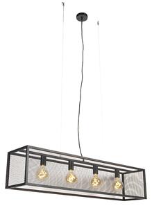 Przemysłowa lampa wisząca czarna 118 cm 4-punktowa - Cage Mesh Oswietlenie wewnetrzne
