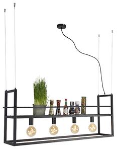 Przemysłowa lampa wisząca czarna z dużym stojakiem 4-punktowym - Cage Rack Oswietlenie wewnetrzne