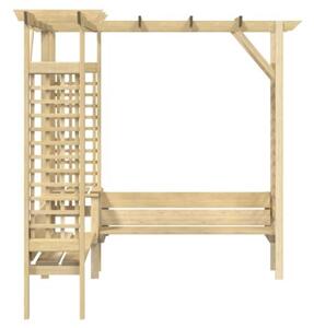 Pergola narożna z ławką, impregnowane drewno sosnowe