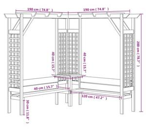 Pergola narożna z ławką, impregnowane drewno sosnowe