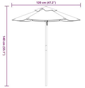 Parasol ogrodowy dla dzieci, na drewnianym słupku, Ø120x140 cm
