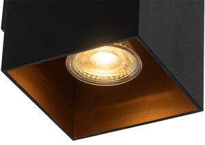 Designerski Kinkiet / Lampa scienna czarny ze złotym wnętrzem kwadratowy - Sab Oswietlenie wewnetrzne
