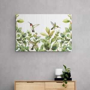 Obraz kolibry i liście