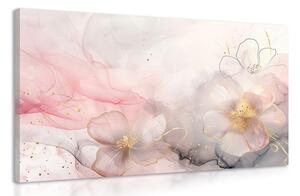 Obraz eleganckie kwiaty w odcieniu różowego złota