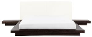 Łóżko 180x200 cm niska rama styl japoński stoliki nocne ciemne drewno Zen Beliani