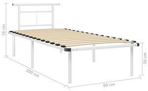 Białe metalowe łóżko pojedyncze 90x200 cm - Mervex