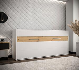 Poziome rozkładane łóżko biały + dąb artisan - Foxor 4X 120x200