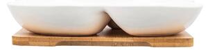 Altom Porcelanowy zestaw do przekąsek na tacy bambusowej Regular, 22 x 22 x 4,5 cm