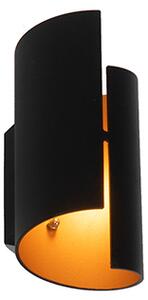 Designerska lampa ścienna czarna ze złotem - Faldo Oswietlenie wewnetrzne