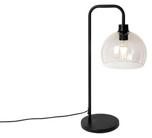 Nowoczesna lampa stołowa czarna klosz przydymiony - Maly Oswietlenie wewnetrzne