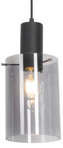 Lampa wisząca vintage czarna z przydymionym szkłem - Vidra Oswietlenie wewnetrzne