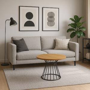 Stolik kawowy VEDA – okrągły blat fi 58, 75, 90 cm, minimalistyczna cienka konstrukcja metalowa, 10 kolorów - biały, kaszmir, czarny, marmur, dąb