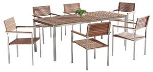 Zestaw mebli ogrodowych 6-osobowy stół krzesła drewno tekowe stal Viareggio Beliani