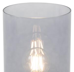 Vintage lampa stołowa mosiężna z przydymionym szkłem - Vidra Oswietlenie wewnetrzne
