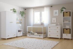 Zestaw mebli niemowlęcych SIMPLE Baby biały - szafa, regał, komoda, łóżeczko, szafka nocna