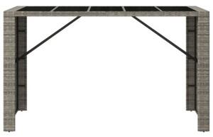 Stolik barowy ze szklanym blatem, szary, 185x80x110 cm