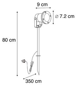 Zewnetrzna Kolec czarny 40 cm z kablem i wtyczką IP44 - Basic Oswietlenie zewnetrzne