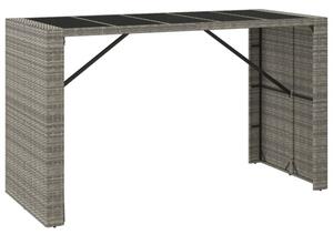 Stolik barowy ze szklanym blatem, szary, 185x80x110 cm
