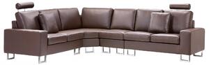 Narożnik lewostronny sofa skórzana regulowane zagłówki brązowy Stockholm Beliani