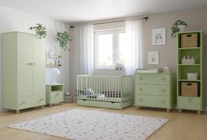 Zestaw mebli niemowlęcych SIMPLE Baby miętowy - szafa, regał, komoda, łóżeczko, szafka nocna